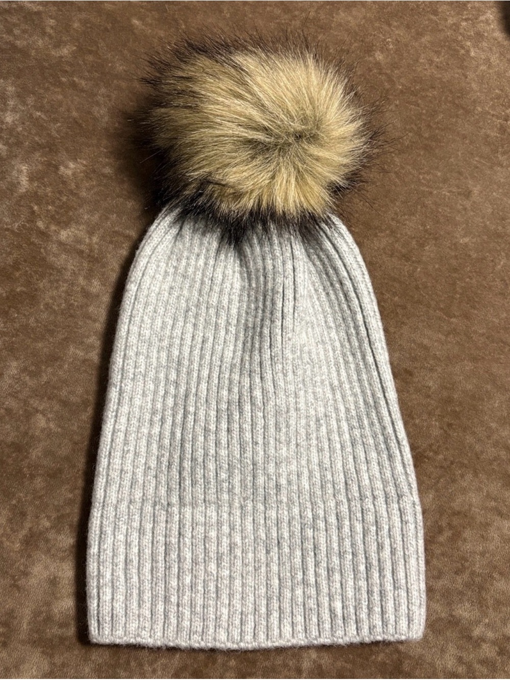 Abercrombie & Fitch Gray Ribbed Wool Pom Beanie